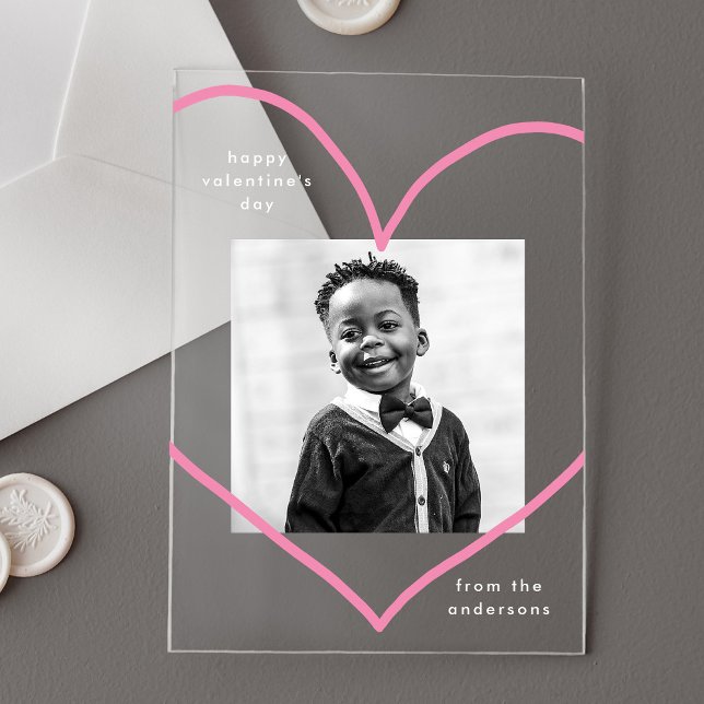 Simply Love Pink Heart Photo Valentine's Day Acrylic Invitations (Creator Uploaded)