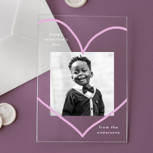 Simply Love Purple Heart Photo Valentine's Day Acrylic Invitations