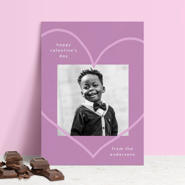 Simply Love Purple Heart Photo Valentine's Day Holiday Card (Creator Uploaded)