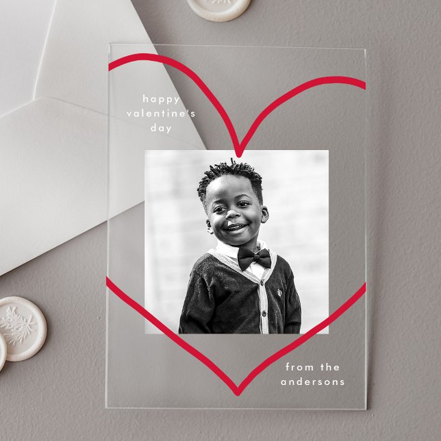 Simply Love Red Heart Photo Valentine's Day Acrylic Invitations (Creator Uploaded)