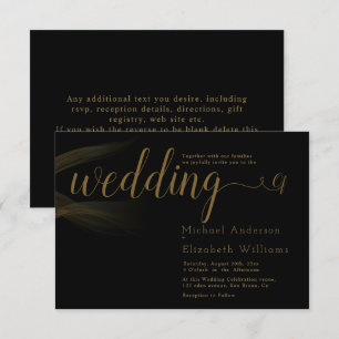 Simply Luxury Black & Gold Calligraphy wedding Invitation