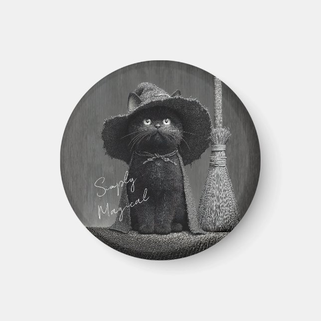 Simply Magical Witch Cat Magnet (Front)