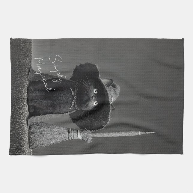 Simply Magical Witch Cat Tea Towel (Horizontal)