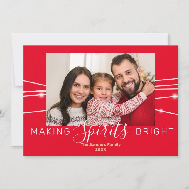 Simply Making Spirits Bright Red Holiday Card (Front)