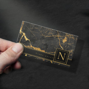Simply Marble Monogram Gold/Black Std ID672  Business Card