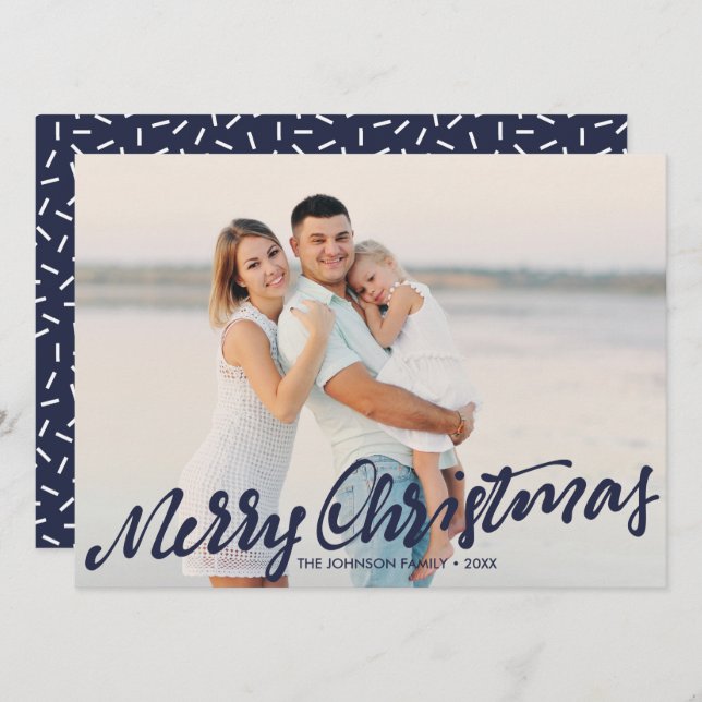 Simply Merry Christmas Full Photo | Navy Card (Front/Back)