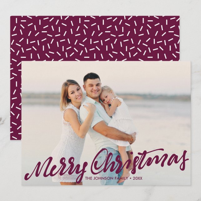 Simply Merry Christmas Full Photo | Wine Red Card (Front/Back)