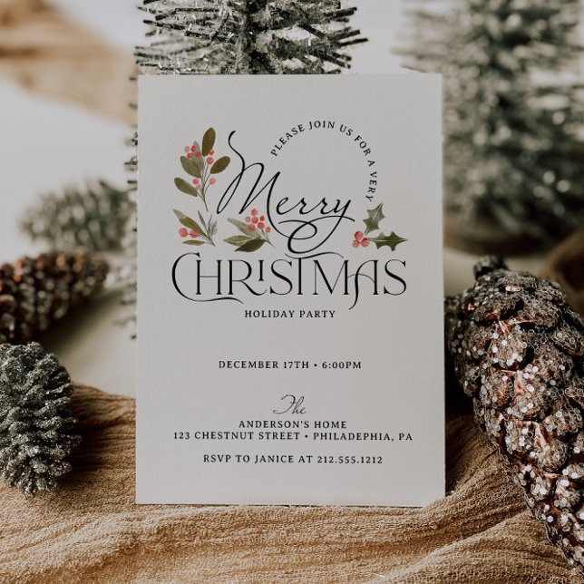 Simply Merry Christmas Holiday Party Invitation (Christmas Party Invitation)