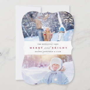 Simply Merry Cranberry   Two Photo Holiday Card