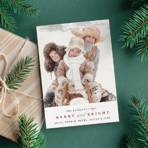 Simply Merry Holiday Photo Card   Cranberry