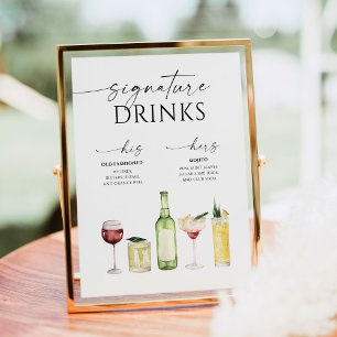 Simply Minimal Wedding Signature Drinks Sign