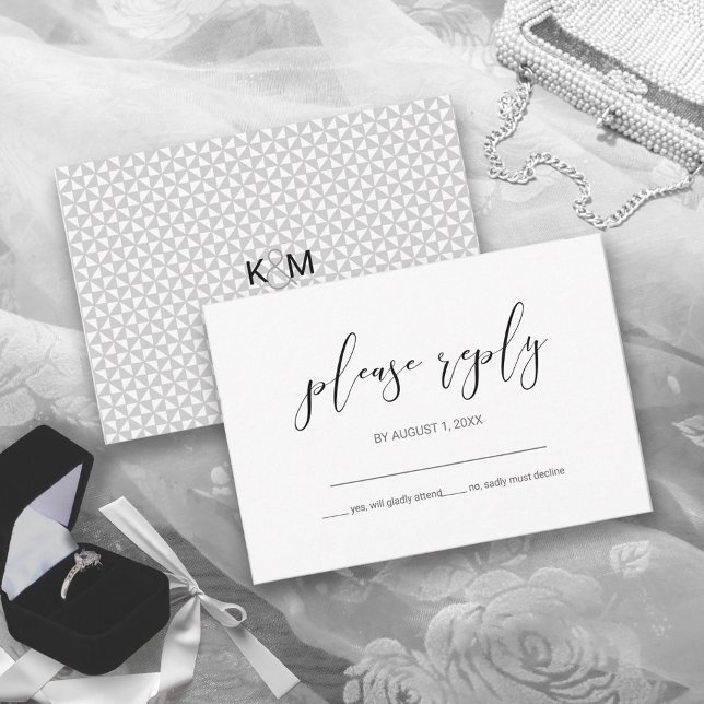 Simply Minimalist Wedding RSVP Black ID523 Card (Creator Uploaded)
