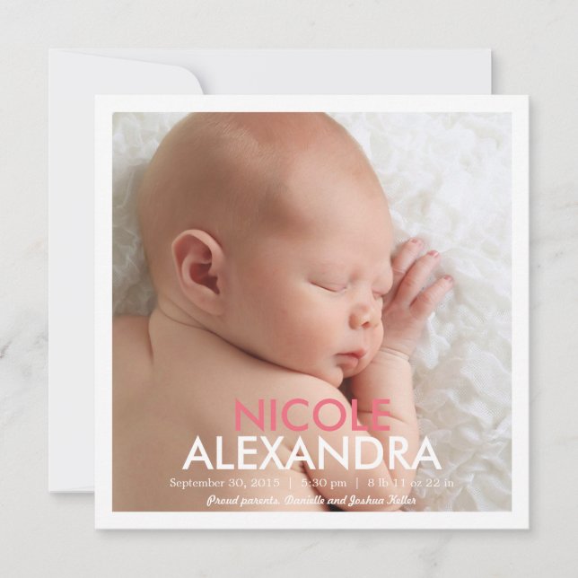 Simply Modern Announcement - Pink (Front)