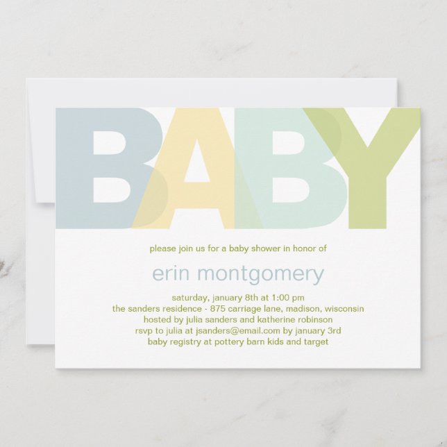 Simply Modern Baby Shower Invitation - Boy (Front)