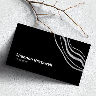 Simply Modern Black with Silver Accent Business Card