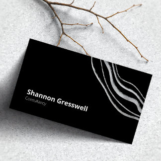 Simply Modern Black with Silver Accent Business Card