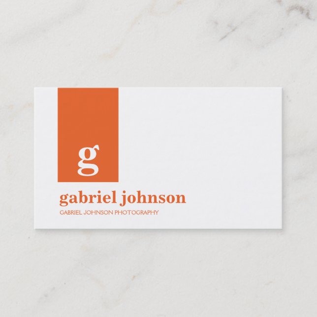 Simply Modern Business Card - Orange/White (Front)