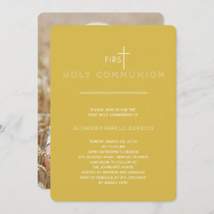 Simply Modern First Holy Communion Photo Religious Invitation