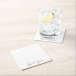 Simply Modern Gold Script Names Wedding  Square Paper Coaster<br><div class="desc">White background.  Custom couple names.  Simple.  Modern Gold Script.    Wedding.</div>