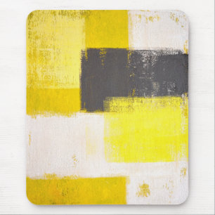 'Simply Modern' Grey and Yellow Abstract Mousepad