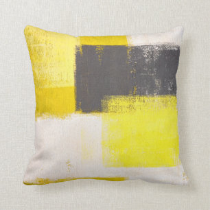 'Simply Modern' Grey and Yellow Abstract Pillow