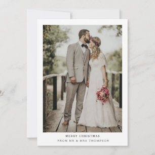 Simply Modern Merry Christmas Wedding Photo Card