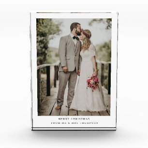 Simply Modern Merry Christmas Wedding Photo Card