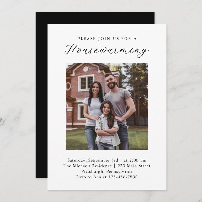 Simply Modern New Home Housewarming Photo Invite (Front/Back)