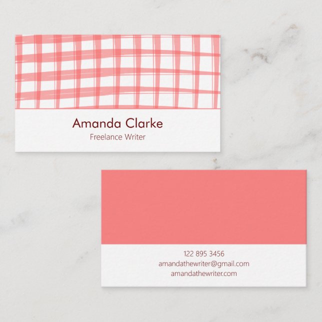 Simply Modern Red Lattice Design Business Card (Front/Back)