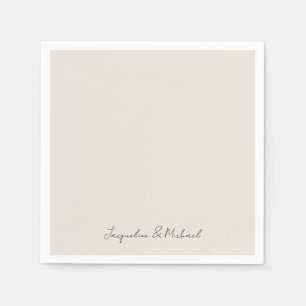 Simply Modern Script Cream Wedding Cocktail Napkin
