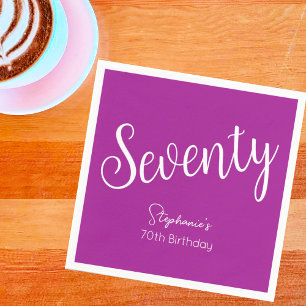 Simply Modern Script Dark Pink 70th Birthday Napkin