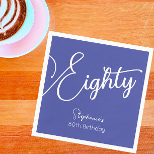 Simply Modern Script Lavender 80th Birthday Party Napkin