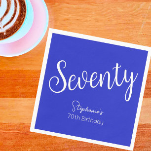 Simply Modern Script Royal Blue 70th Birthday Napkin