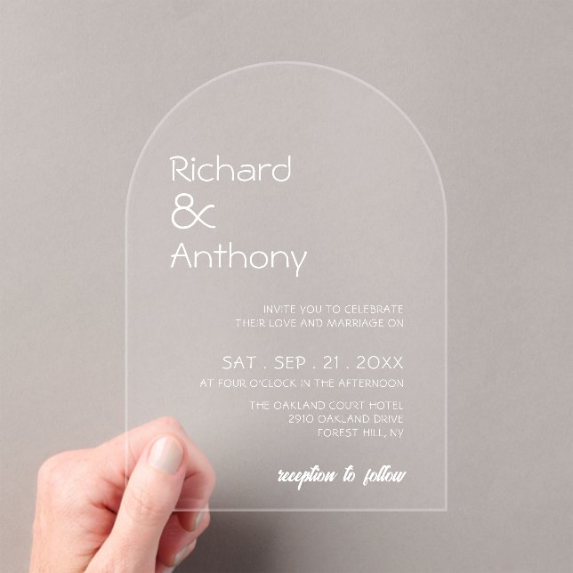 Simply Modern, Trendy Wedding Acrylic Invitations (Insitu (Handheld))