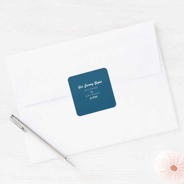 Simply Modern, Trendy Wedding Square Sticker (Envelope)
