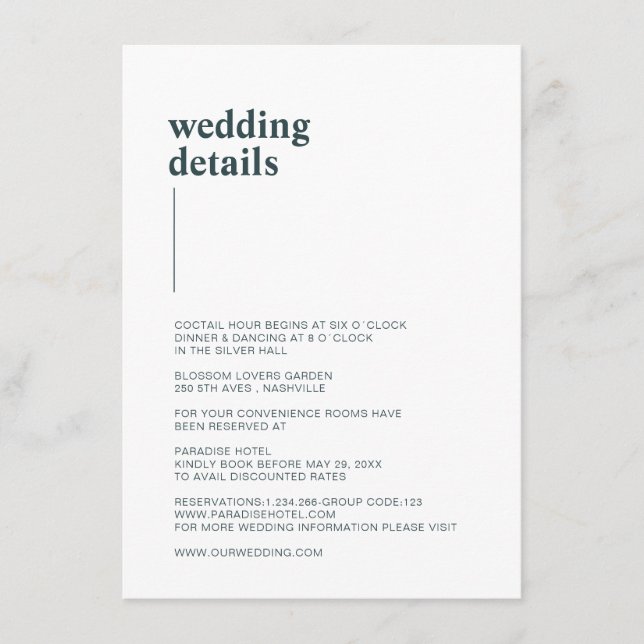 Simply modern white, teal details enclosure card (Front)