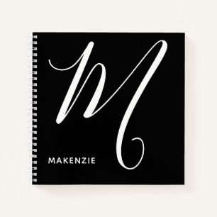 Simply Monogrammed Letter M Black & White Notebook