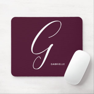 Simply Monogrammed Script Letter G Burgundy Mouse Pad