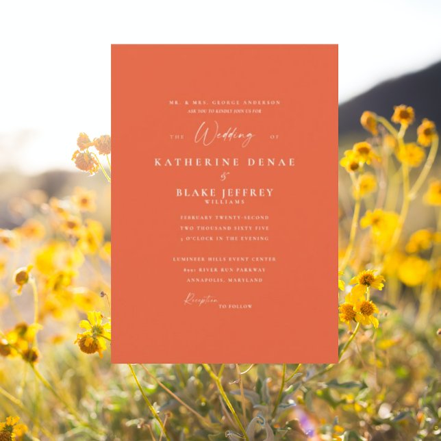 Simply Orange Modern Wedding Invitation (Creator Uploaded)