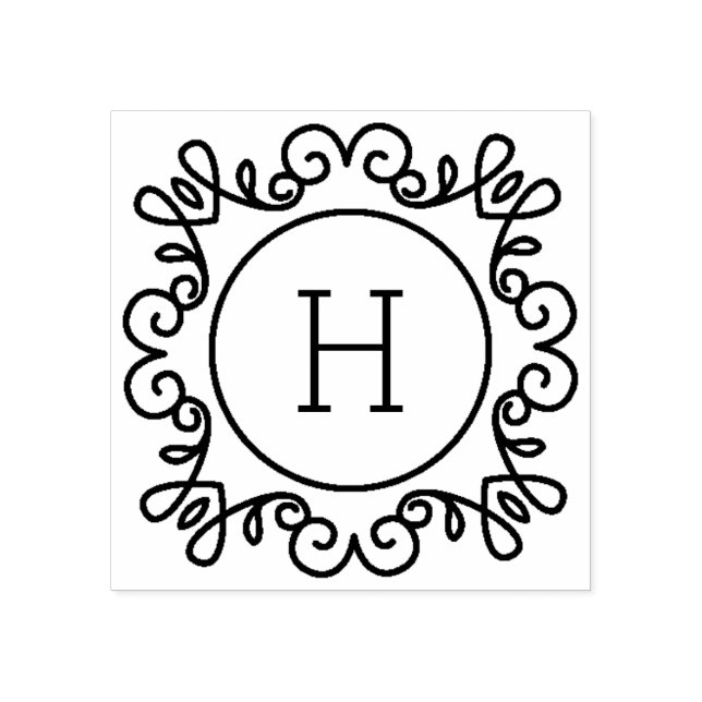 Simply Ornate Monogram Rubber Stamp (Imprint)