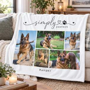 Simply Pawfect White Pet Five Photo Keepsake Fleece Blanket