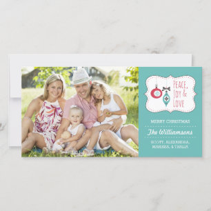 Simply Peace, Joy, and Love Christmas Photo Card