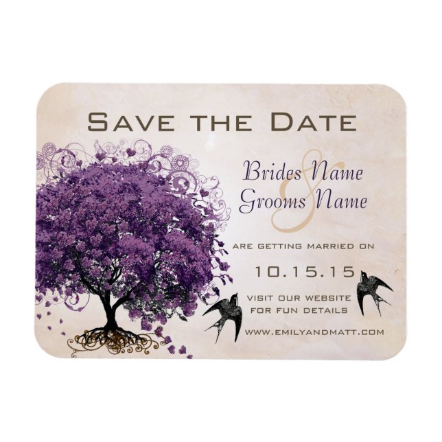 Simply Peachy Heart Tree  Wedding Save the Date Magnet (Horizontal)