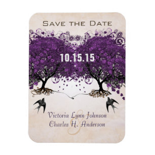Simply Peachy Heart Tree  Wedding Save the Date Magnet