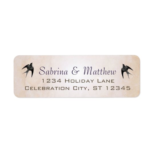 Simply Peachy Purple Heart Leaf Tree Wedding Label Return Address Label