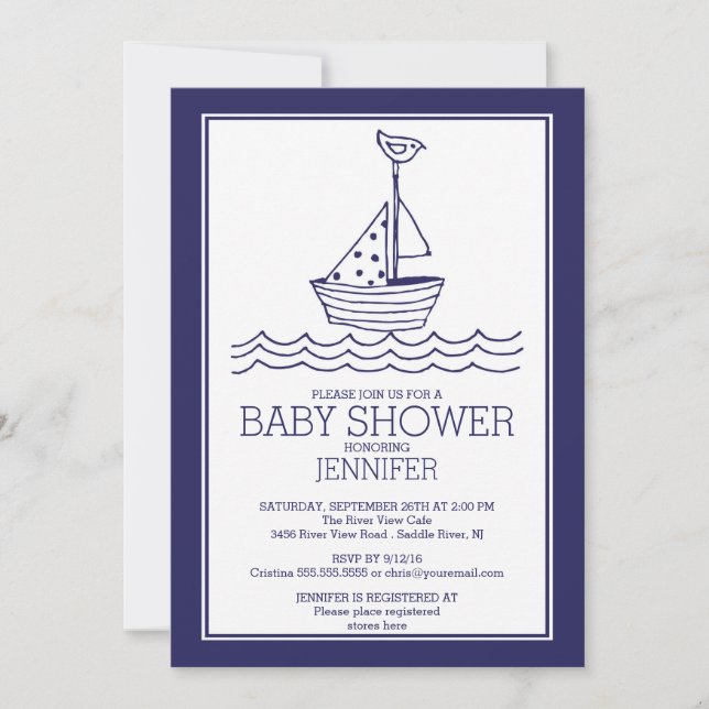 Simply Perfect Nautical Sailboat Baby Shower Invitation (Front)