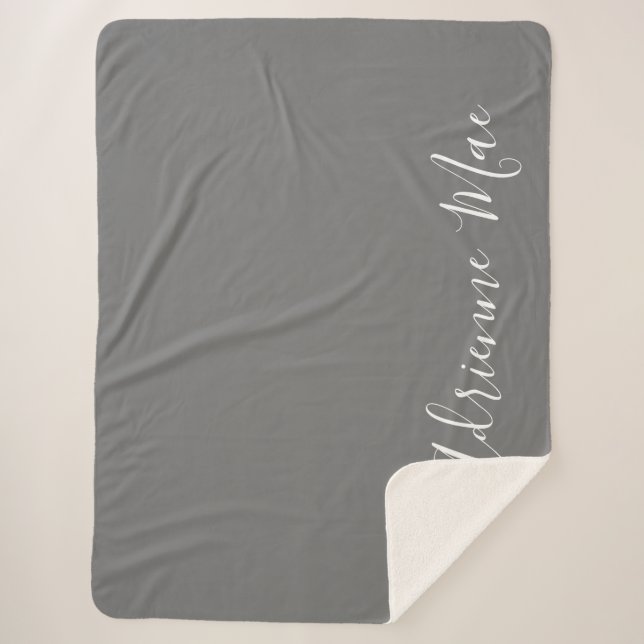 Simply Personalised Pewter Grey Sherpa Blanket (Front)