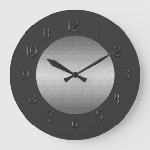 Simply Pewter"Faux Metal" Numerals Large Clock