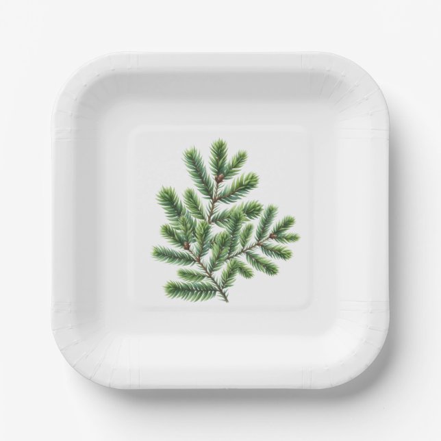 Simply Pine Greenery  Paper Plate (Front)
