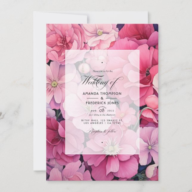 Simply Pink Floral Spring Wedding Invitation (Front)